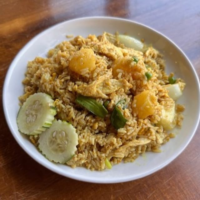 Pineapple fried rice.